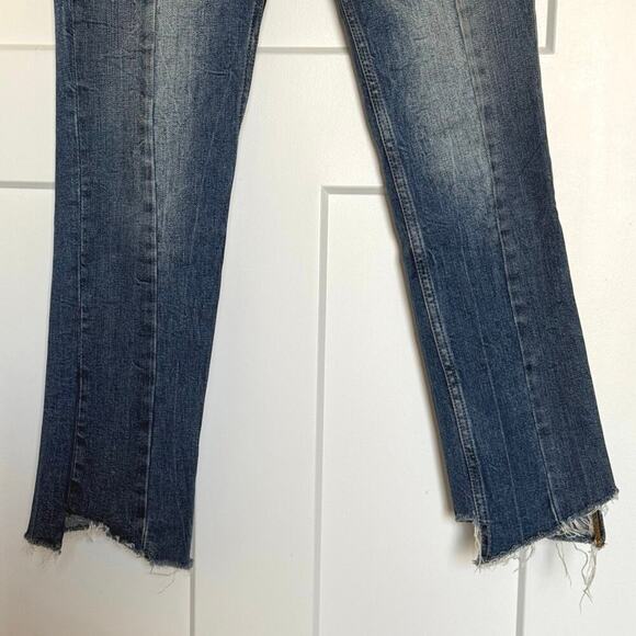 ZARA Premium Medium Wash Distressed Destroyed Hem Skinny Jeans Boho Hippie Sz 2 - Picture 5 of 8